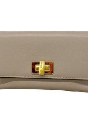 Fendi Wallet Leather Beige Gold